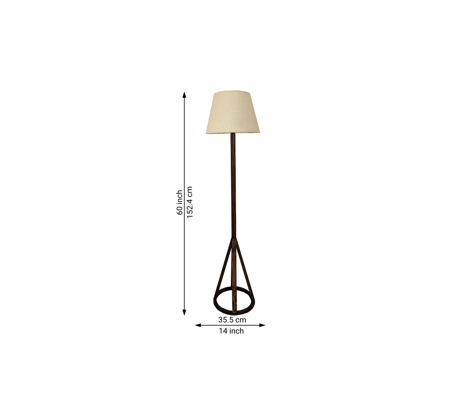 Artistic Wooden Floor Lamp with Premium Beige Fabric Lampshade