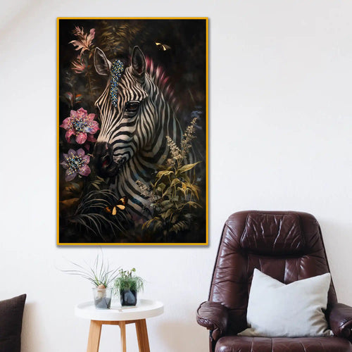 Artistic Zebra Wall Art Floating Frame Crystal Wall Painting