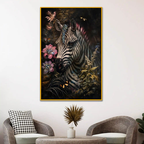 Artistic Zebra Wall Art Floating Frame Crystal Wall Painting