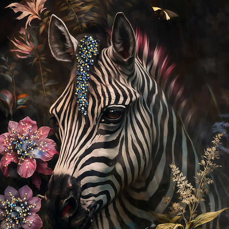 Artistic Zebra Wall Art Floating Frame Crystal Wall Painting
