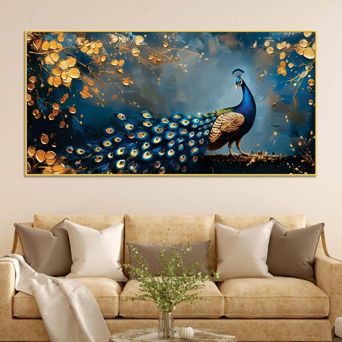 astonishing-peacock-in-golden-autumn-forest-canvas-wall-painting