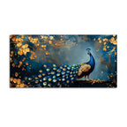 Astonishing Peacock in Golden Autumn Forest Canvas Wall Painting