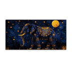 Astral Royal Blue Elephant Under Full Moon Blue Gold Luxury Wall Painting