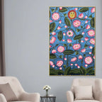 Attractive Lotus Flowers with Sun Face Pichwai Canvas Wall Painting