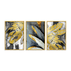 Attractive Tropical Leaves Canvas Wall Painting Set of Three