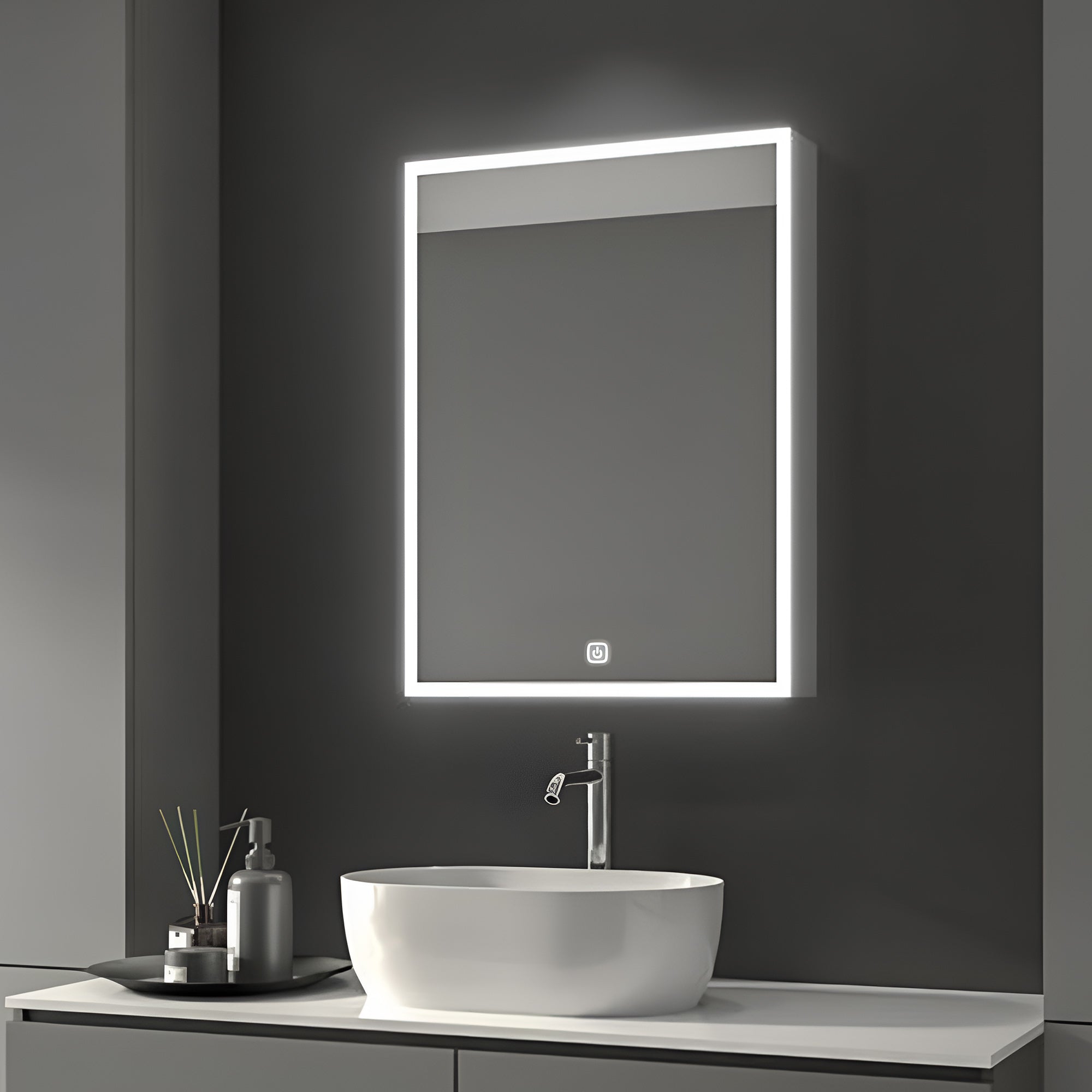 AuraGlow Illuminated Mirror Cabinet with Backlit LED and Storage