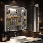 AuraGlow Illuminated Mirror Cabinet with Backlit LED and Storage
