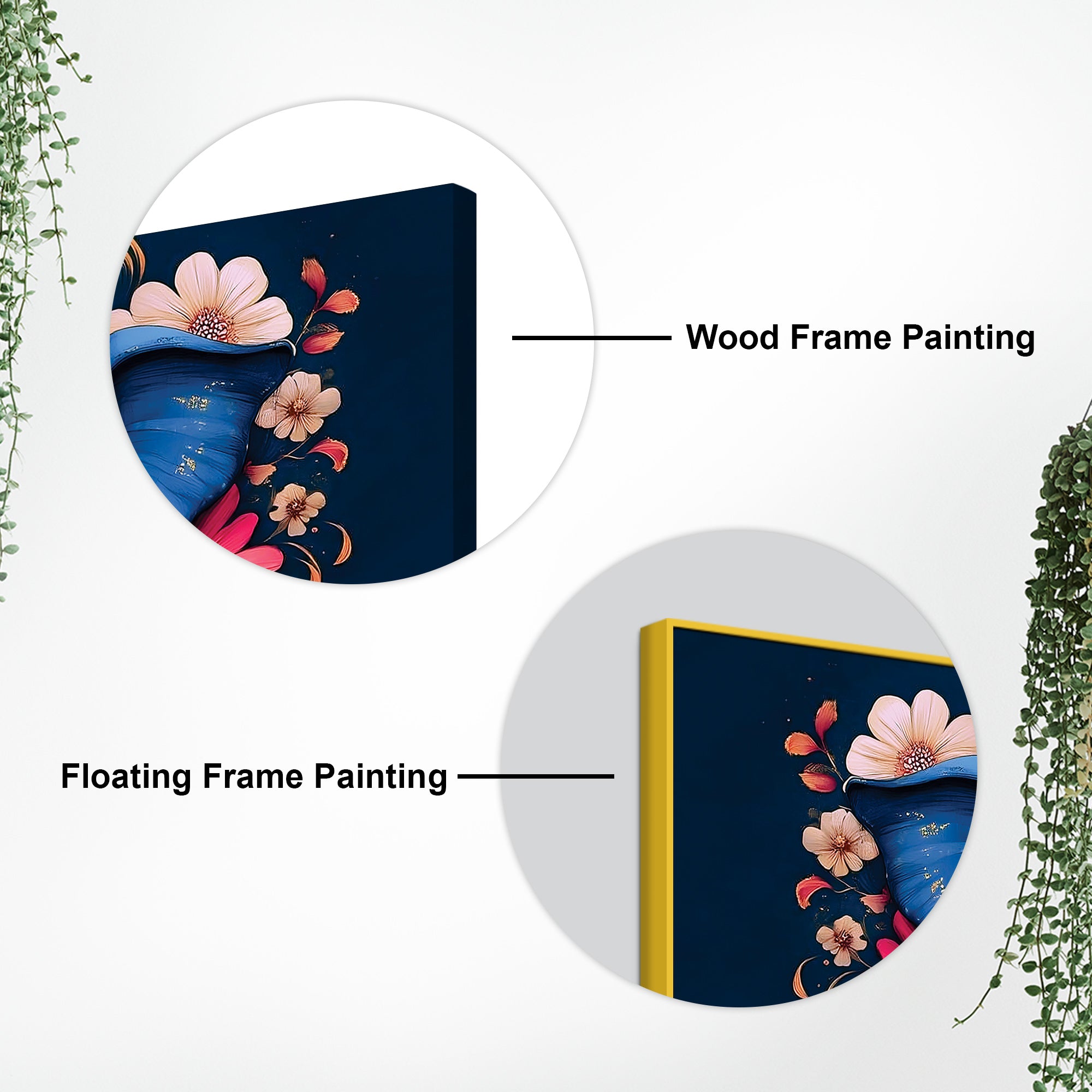 Auspicious Blue Lord Ganesha Adorned With Flowers Traditional Folk Art Style Canvas Wall Painting For Home & Office Spaces