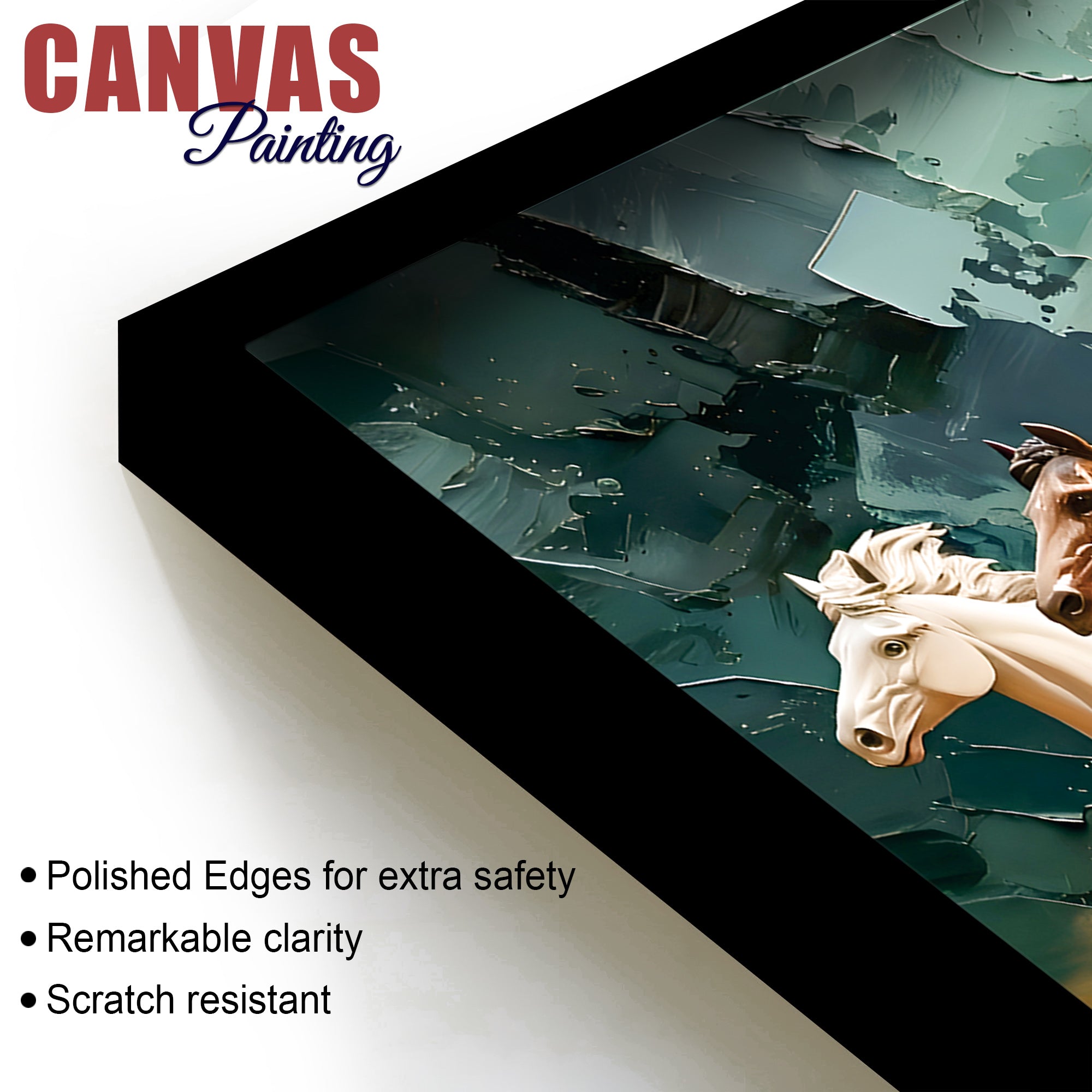 Auspicious Canvas wall Painting of Seven Running Horses