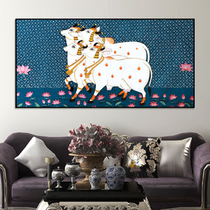 Auspicious Cow Pichwai Art Religious Wall Painting