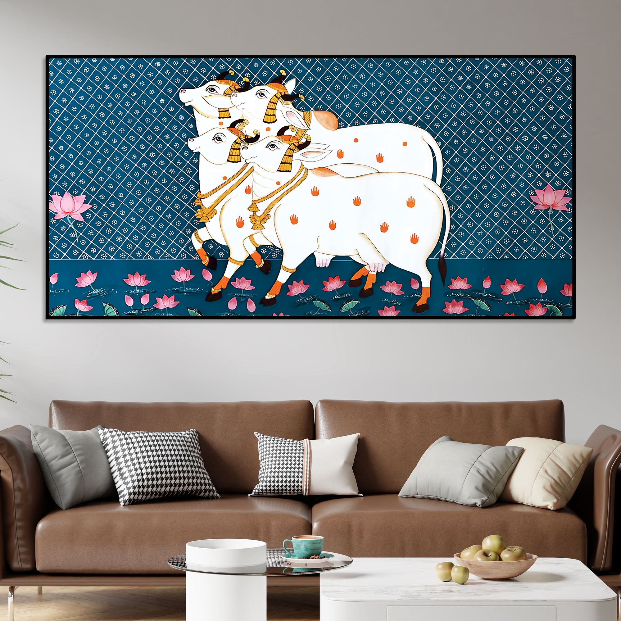 Auspicious Cow Pichwai Art Religious Wall Painting