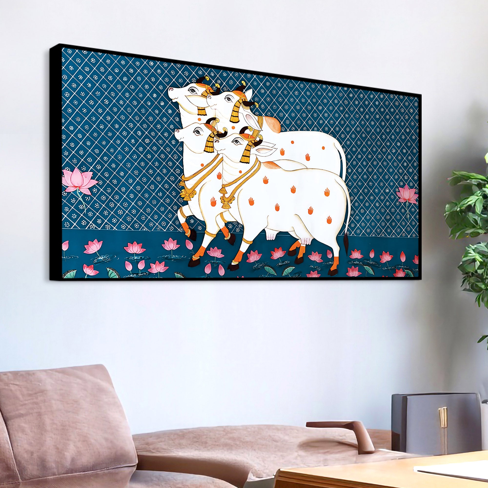 Auspicious Cow Pichwai Art Religious Wall Painting