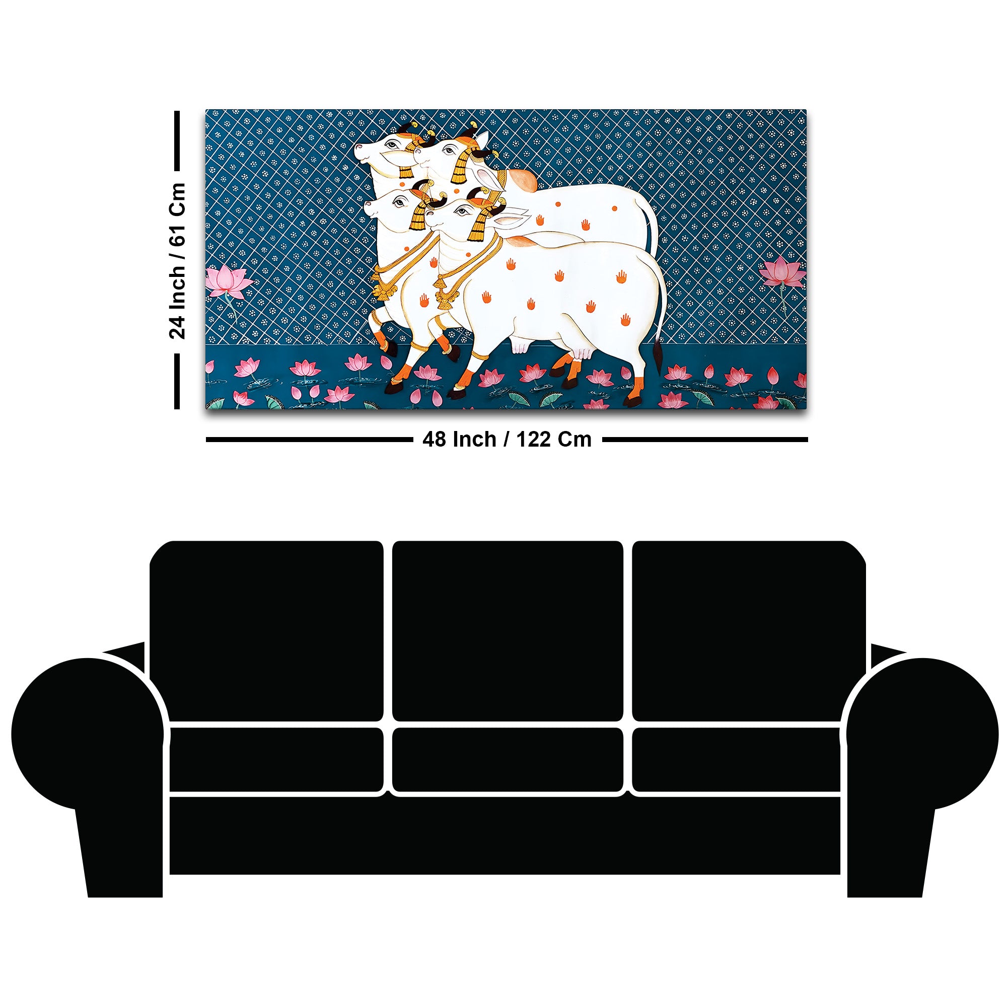 Auspicious Cow Pichwai Art Religious Wall Painting