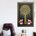 Auspicious Group of Cow Beneath Golden Tree Canvas Wall Painting
