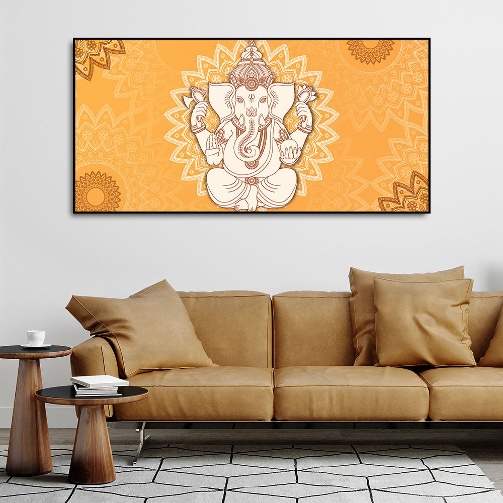 Auspicious Lord Ganesh Canvas Wall Painting