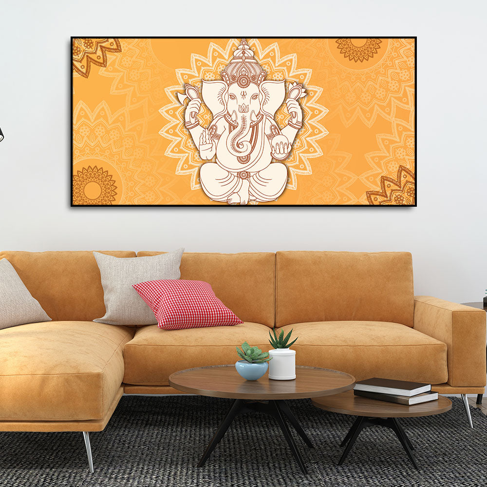 Auspicious Lord Ganesh Canvas Wall Painting