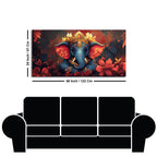 Auspicious Lord Ganesh Golden Adornments Fiery Canvas Wall Painting