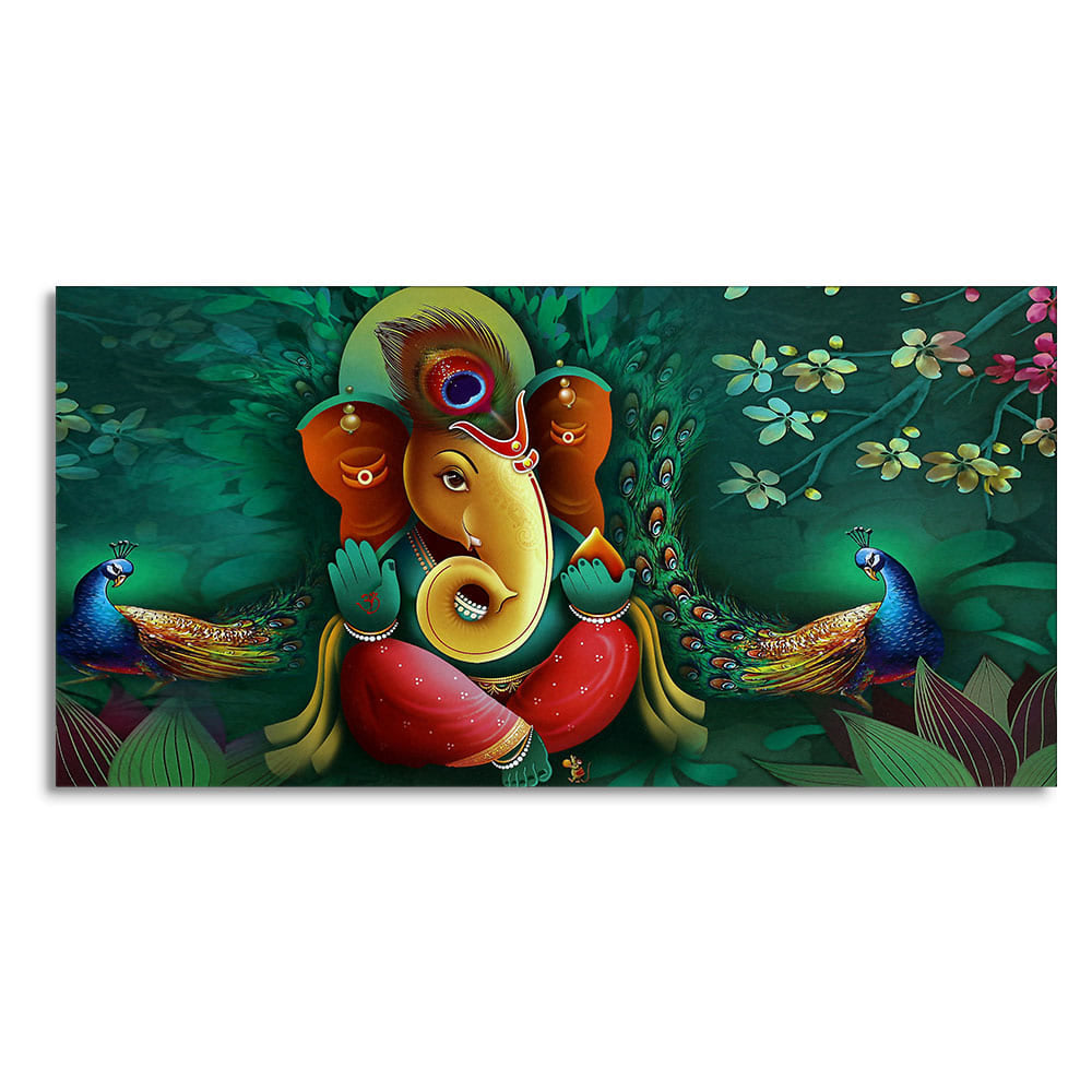 Auspicious Lord Ganesh Premium Canvas Wall Painting