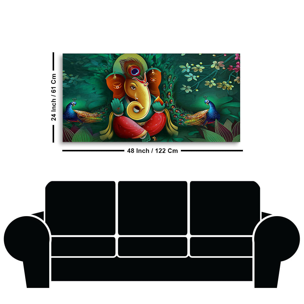 Auspicious Lord Ganesh Premium Canvas Wall Painting