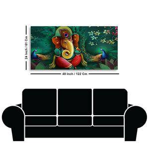 Auspicious Lord Ganesh Premium Canvas Wall Painting