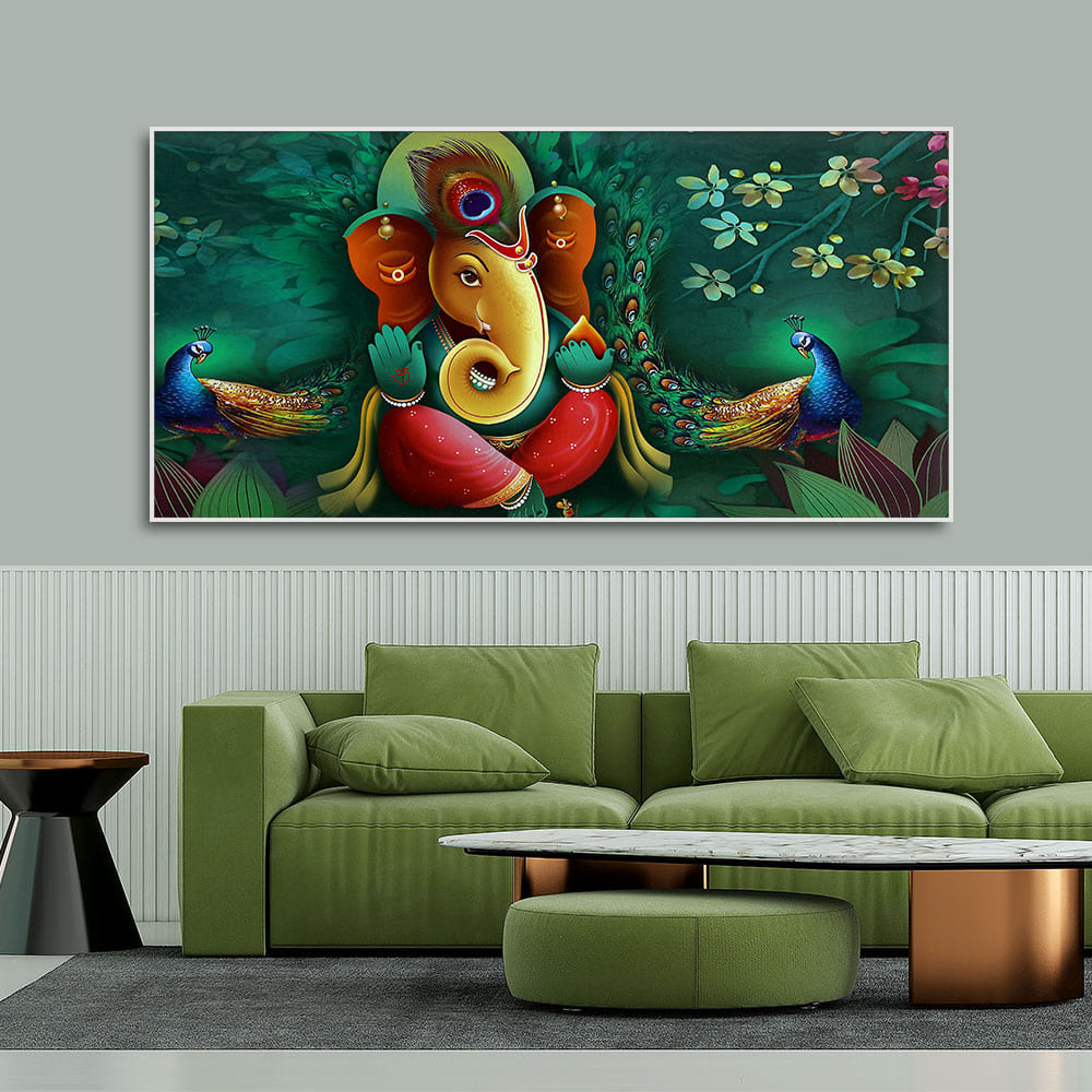 Auspicious Lord Ganesh Premium Canvas Wall Painting