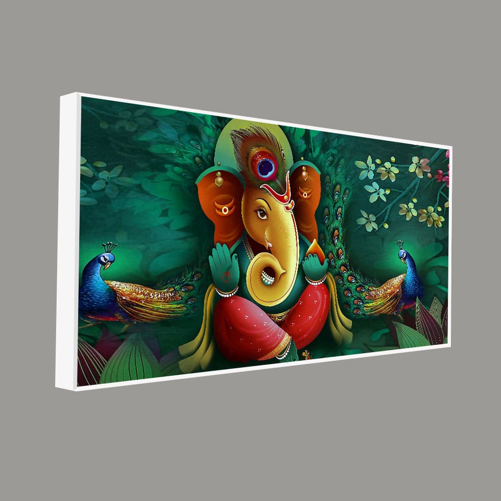 Auspicious Lord Ganesh Premium Canvas Wall Painting