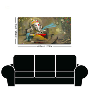 Auspicious Lord Ganpati Ganesha Canvas Wall Painting