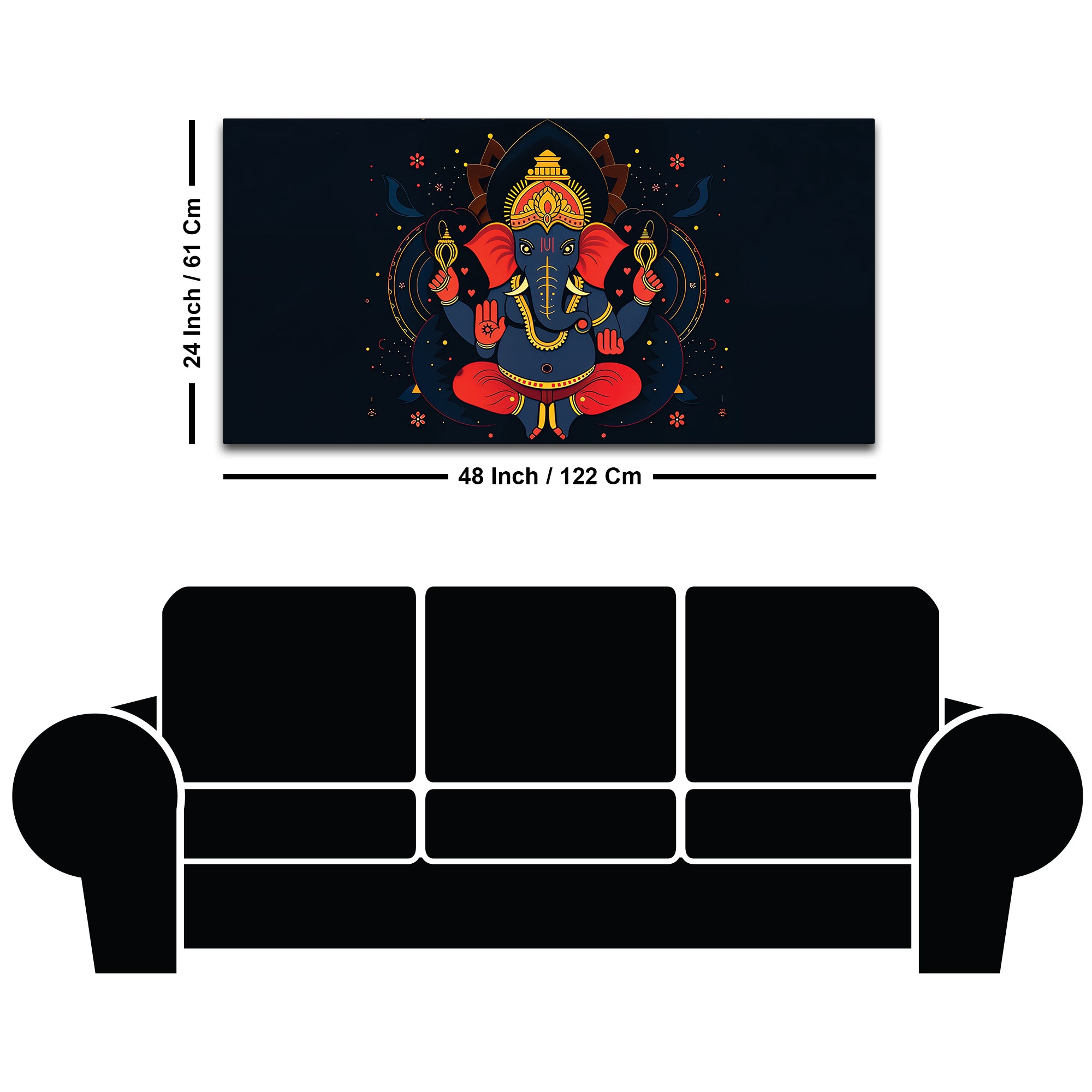 Auspicious Lord Shri Ganesh Sitted in the Dark Canvas Wall Painting – Contemporary Spiritual Wall Decor
