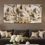 Auspicious Mata Lakshmi Saraswati with Shri Ganesh 3D Canvas Wall Painting