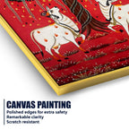 Auspicious Pair of Cow Standing Under the Sacred Tree Pichwai Canvas Wall Painting