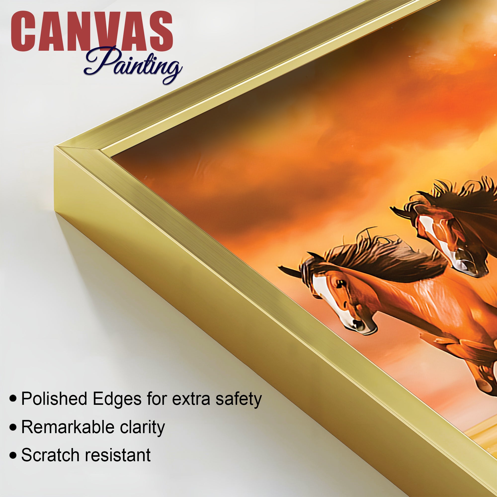 Auspicious Seven Running Horses in Field Canvas wall Painting
