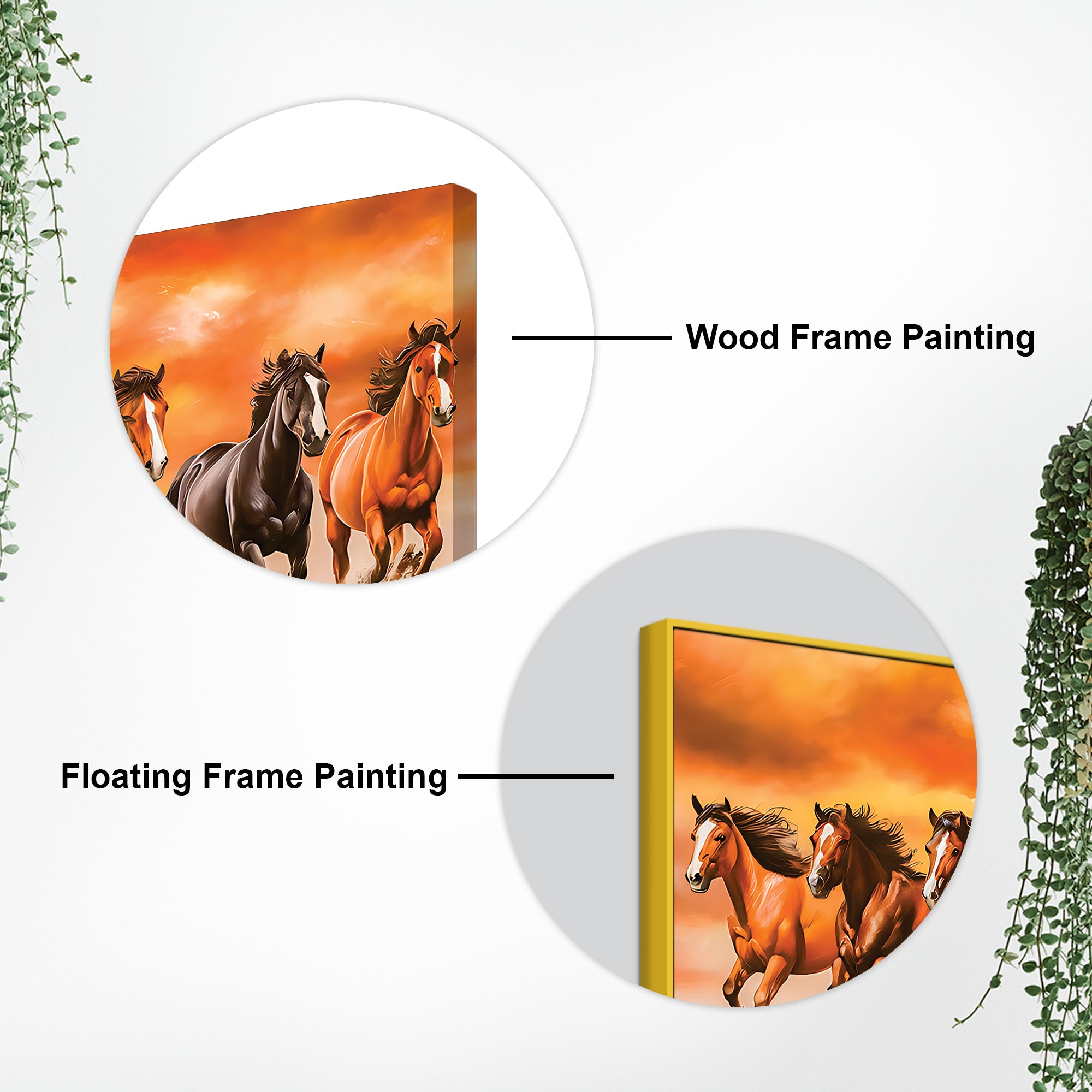 Auspicious Seven Running Horses in Field Canvas wall Painting