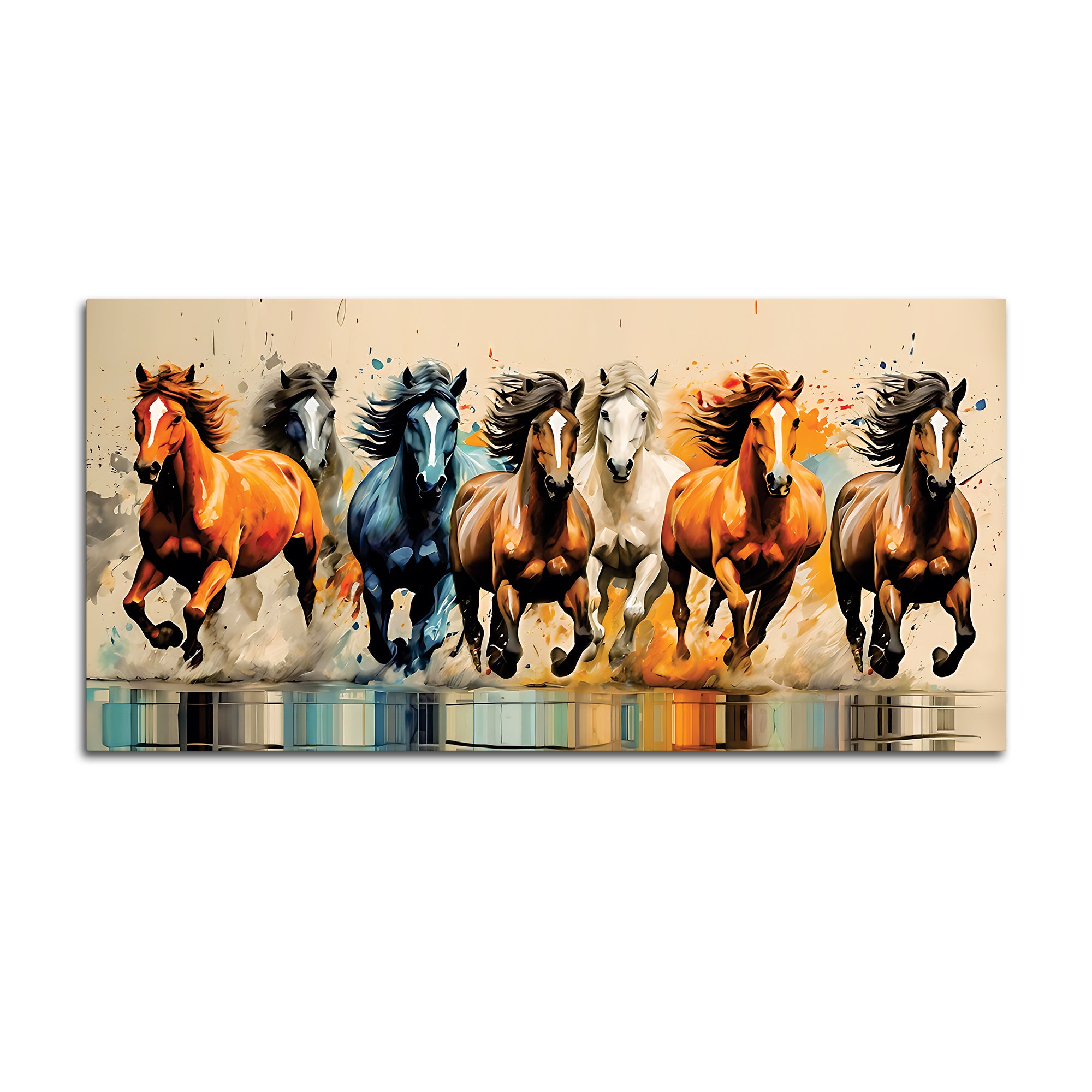 Auspicious Seven Running Horses Premium wall Painting