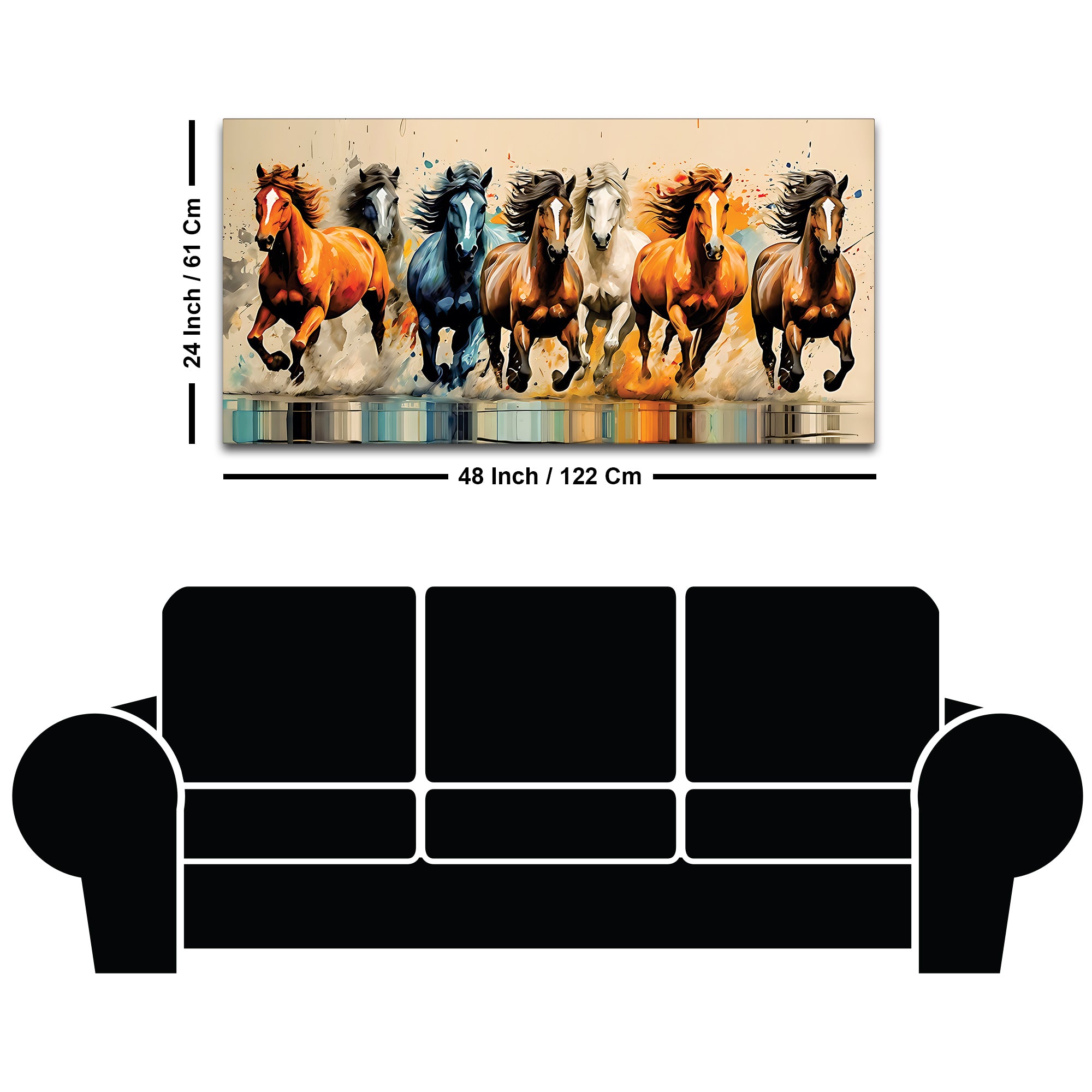 Auspicious Seven Running Horses Premium wall Painting