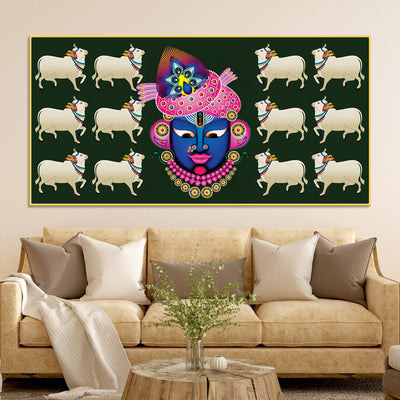 Auspicious Shrinath ji Face Cow Religious Wall Painting