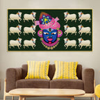 Auspicious Shrinath ji Face Cow Religious Wall Painting