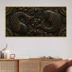 Auspicious Twin Fish with Lotus Metallic Look 3D Canvas Wall Painting