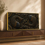 Auspicious Twin Fish with Lotus Metallic Look 3D Canvas Wall Painting