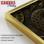 Auspicious Twin Fish with Lotus Metallic Look 3D Canvas Wall Painting