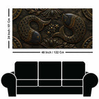 Auspicious Twin Fish with Lotus Metallic Look 3D Canvas Wall Painting