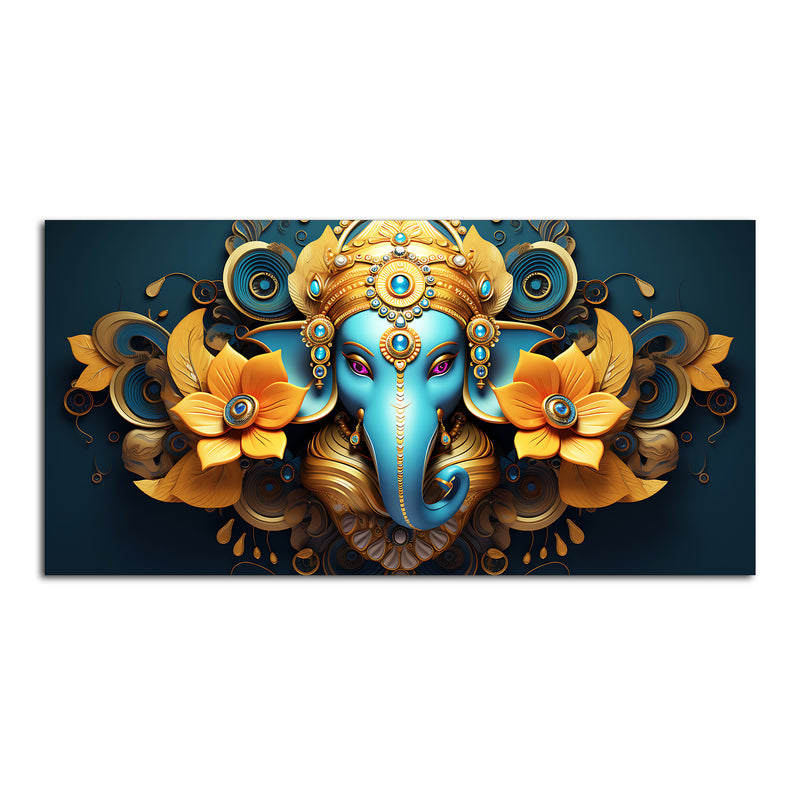Auspicious Vighnaharta Ganesha Canvas Wooden Wall Painting