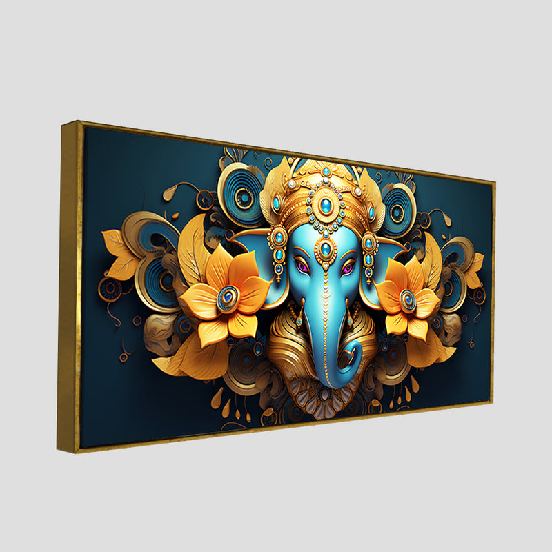 Auspicious Vighnaharta Ganesha Canvas Wooden Wall Painting