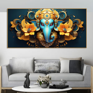 Auspicious Vighnaharta Ganesha Canvas Wooden Wall Painting