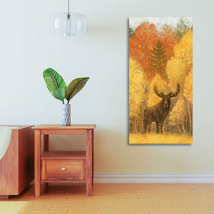 Autumn Foliage with Moose and Fox Canvas Wall Painting