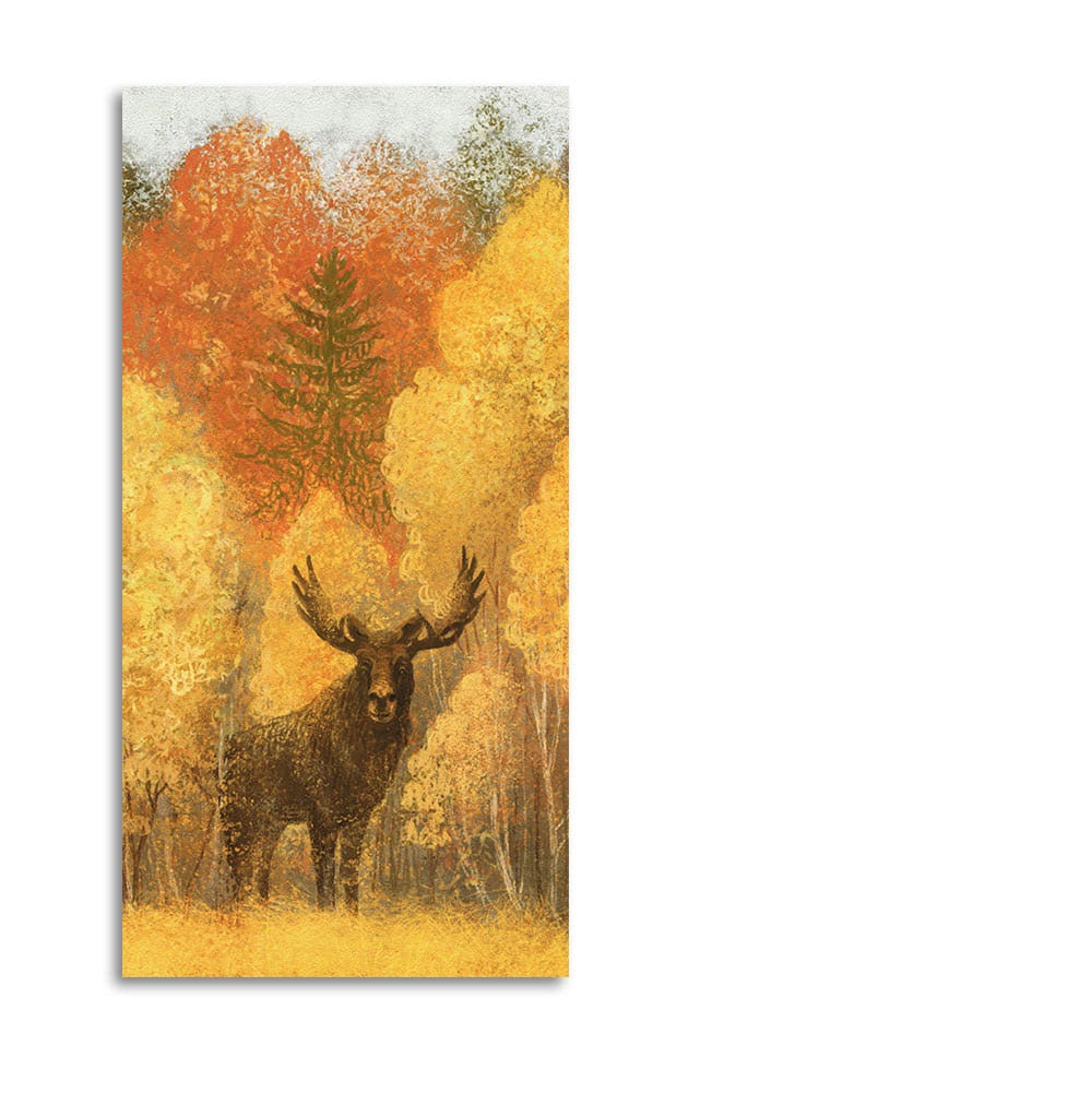 Autumn Foliage with Moose and Fox Canvas Wall Painting