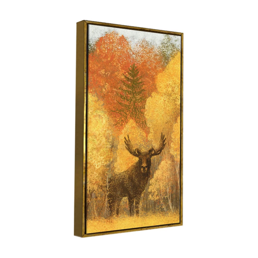 Autumn Foliage with Moose and Fox Canvas Wall Painting