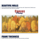 Autumn Foliage with Moose and Fox Premium Canvas Wall Painting