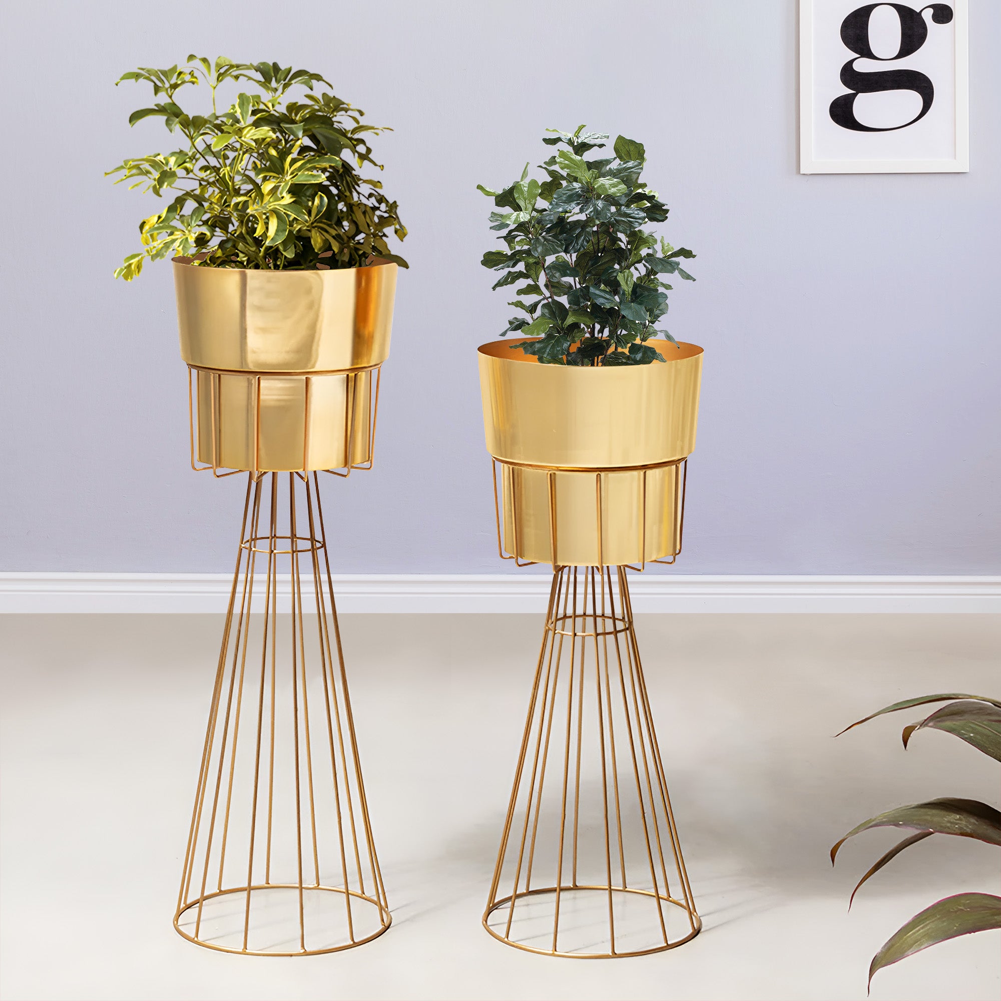 Avant Garden Golden Finish Planters Set of 2