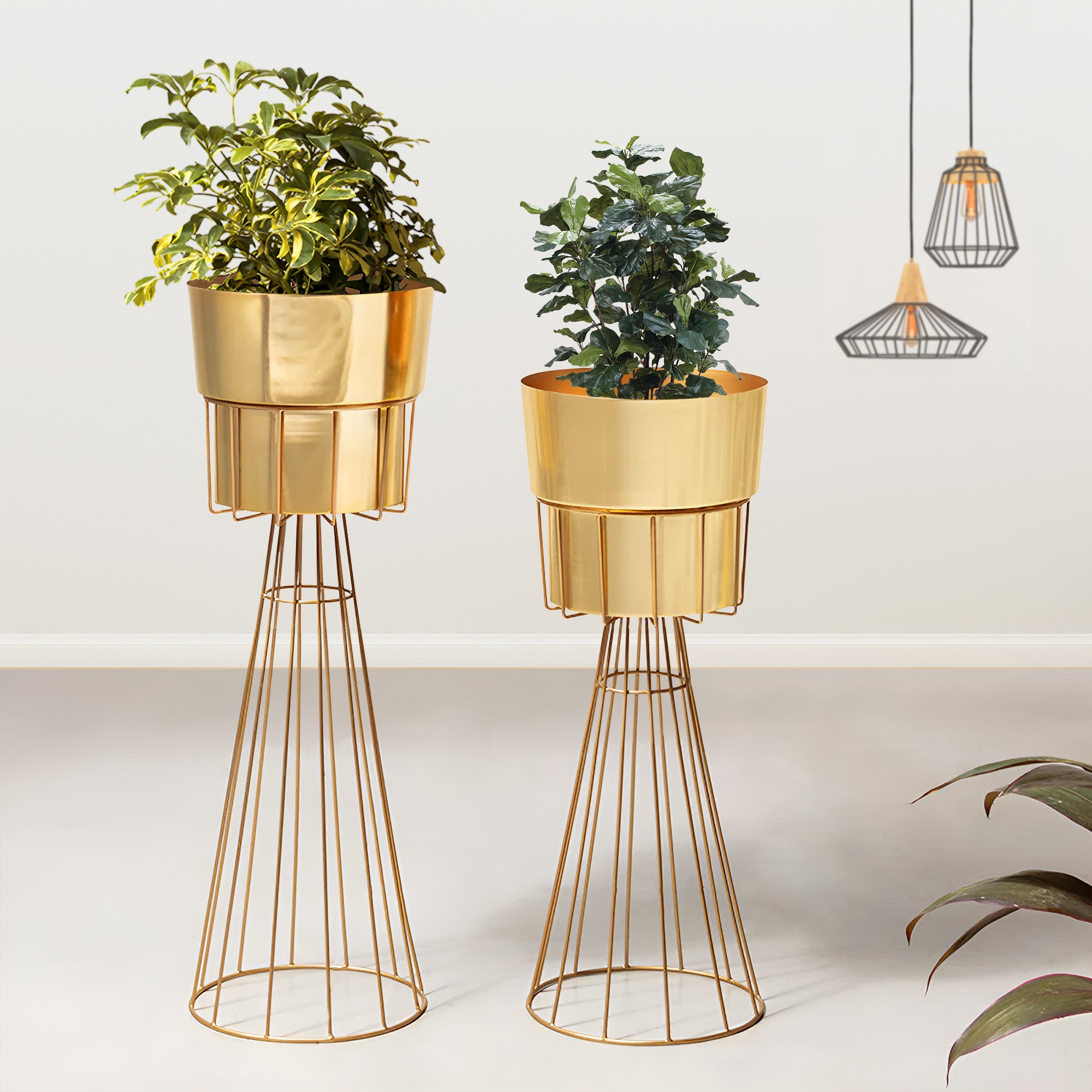 Avant Garden Golden Finish Planters Set of 2
