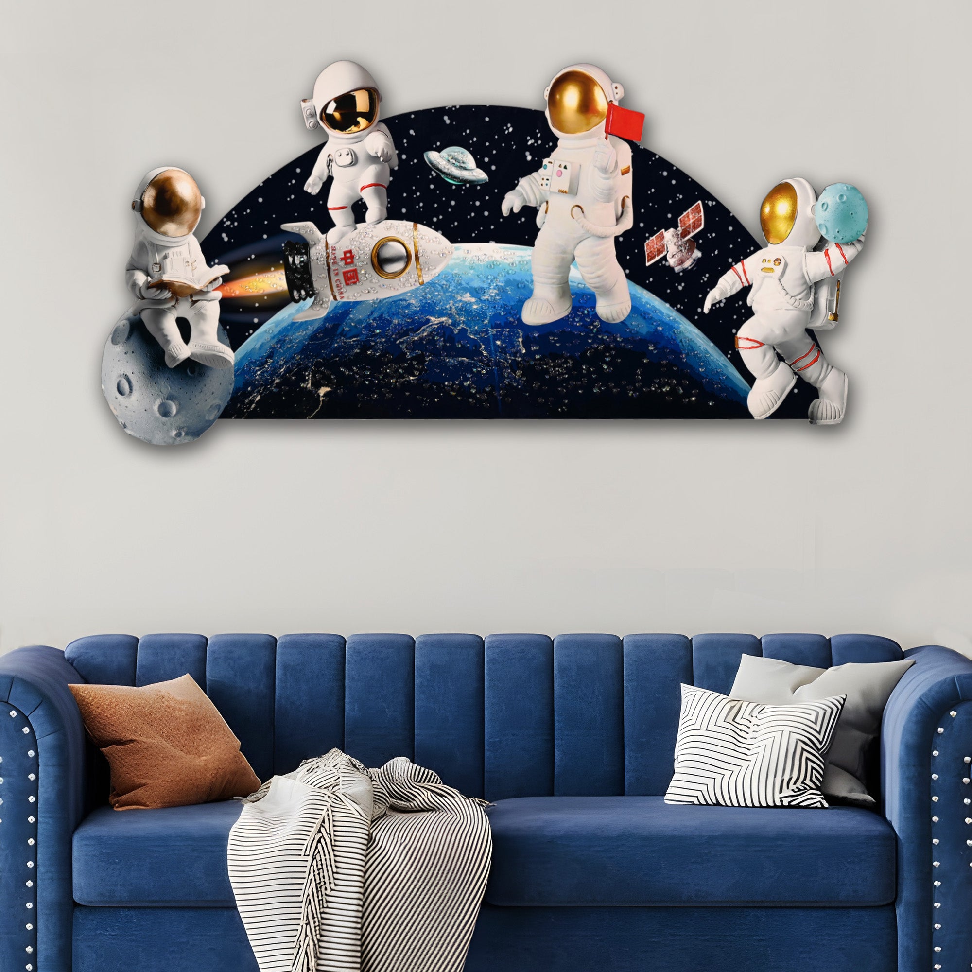 Baby Astronaut in Space Crystal Glass Backlit LED Painting